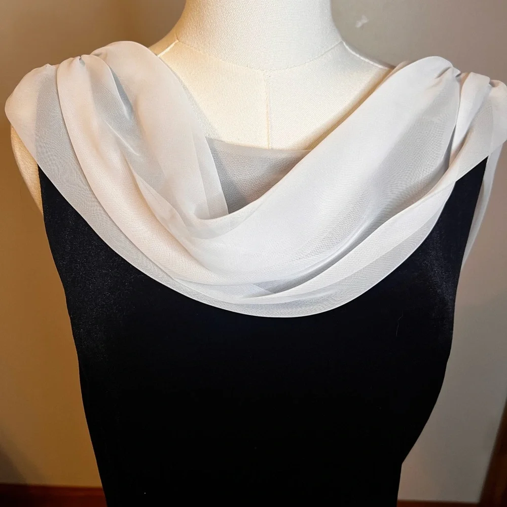 Vintage Night Way Collections Evening Formal  Gown Size 12 Tags NOS Black White - Picture 2 of 11